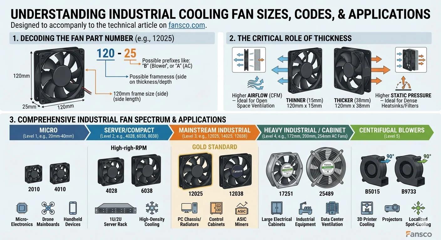 Ultimate Guide to Cooling Fan Sizes, Codes & Industrial Applications
