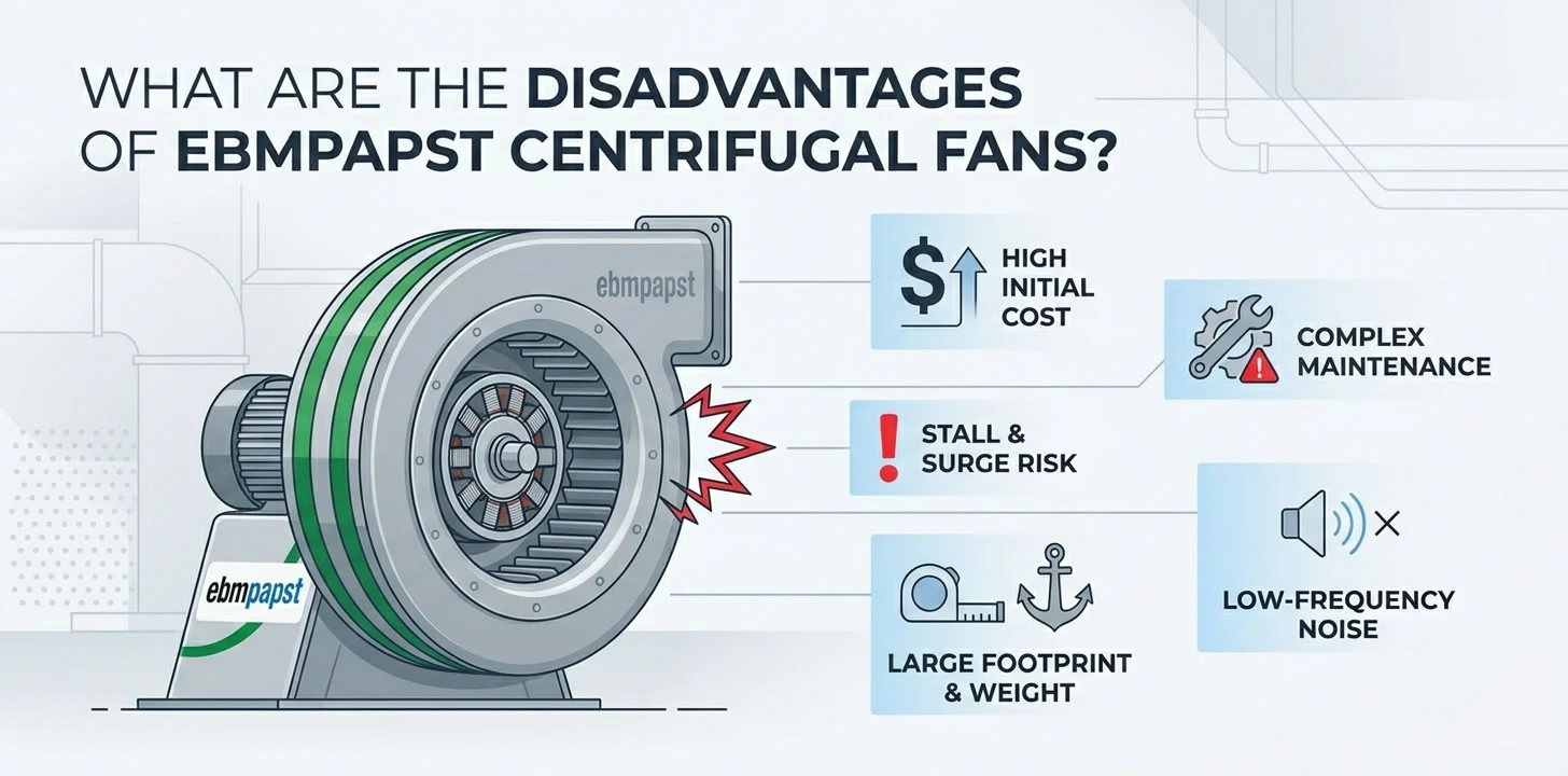What are the disadvantages of centrifugal fans?